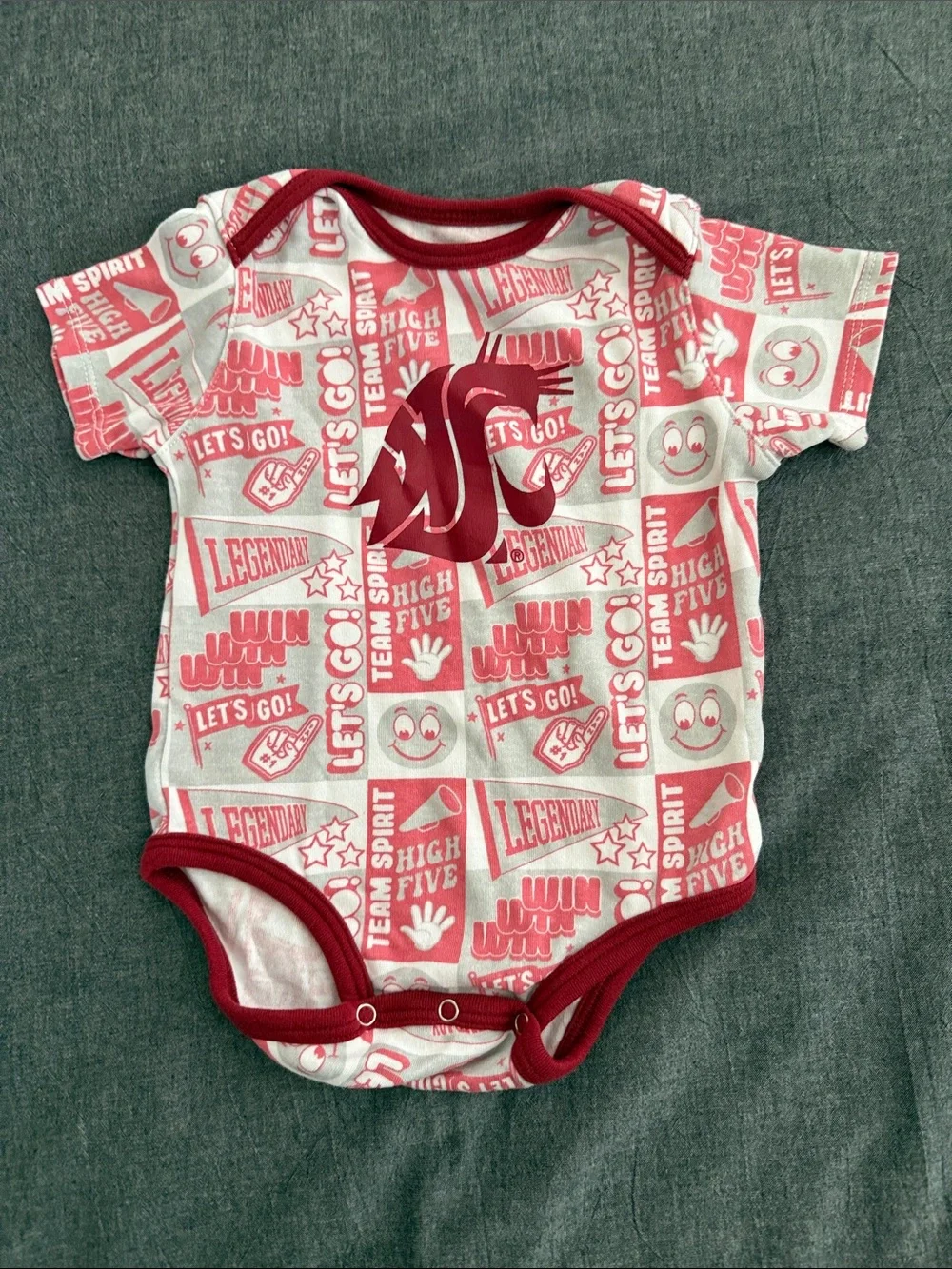 WSU Cougars S/S Bodysuit Set - Red, Gray, White (3-Pack)